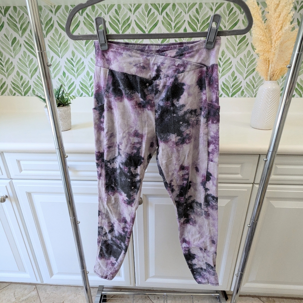 Art Class Target Girls Leggings purple black marbled XL 14/16